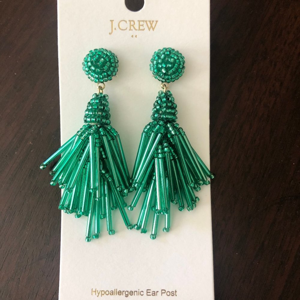 J.Crew Beaded Statement Earrings, Kelly Green, ** St. Patrick's Day!